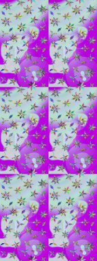 Tarafsız ve mor renkli çiçekler. Raster illüstrasyonunda çiçek deseni çizimi.