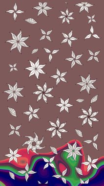 Düz Çiçek Elementleri Tasarımı. Renkli Bahar Teması eskiz kalıbı. Raster illüstrasyonu. Çiçek deseni. Chichi kumaş deseni çiz.