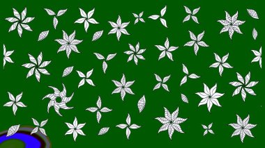 Raster - stok. Yapraklı çiçekler ve yeşil renkli papatya çiçekleri. Taslak arkaplan deseni.