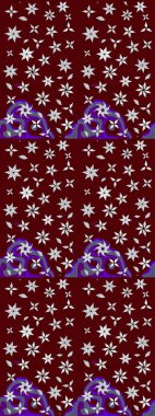 Renkli Bahar Teması eskiz kalıbı. Düz Çiçek Elementleri Tasarımı. Çiçek deseni. Raster çizimi. Güzel kumaş deseni..