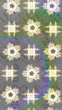 Raster illüstrasyonu. El çizimi çiçekli soyut çizim kalıbı. Gri renkli çiçekler.