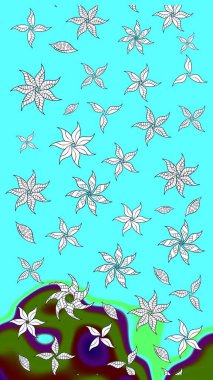 Küçük çiçekli şirin bir desen. Çiçek ve yapraklı çiçek deseni. Raster illüstrasyonu.