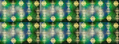 Güzel süs eşyası. Yeşil, mavi ve nötr renklerde kar tanesi süsü. Kar tanesi süsü Raster illüstrasyonu. Kar taneleri izole edildi.