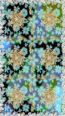 Duvar kâğıdı barok, İspanyol kumaşı. Tarafsız renklerde altın elementler. Şık bir grafik desen. Kusursuz raster arka plan. Çiçek deseni.