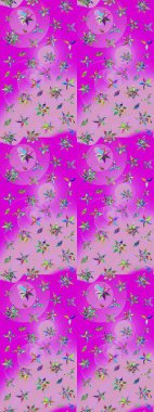 Mor ve nötr renklerde çiçekler. Raster illüstrasyonu. Çizim çiçek deseni duvar kağıdı için kullanılabilir.