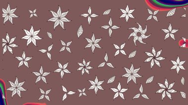 Kumaş desenli papatya çiçeği detayı. Kahverengi renkte çiçekler.