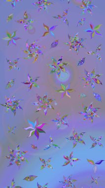 Küçük çiçekteki sevimli çiçek deseni. Mor ve mavi renkte çiçekler.