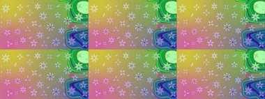 Sevimli çiçek raster deseni. Sketch Colour Spring Theme eskiz kalıbı. Tarafsız ve yeşil renklerde çiçekler. Düz Çiçek Elementleri Tasarımı.