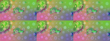 Yeşil ve nötr renklerde. Raster illüstrasyonu. Çiçekli güzel suluboya desen.