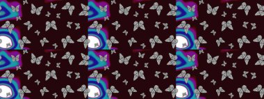 Suluboya soyut parlak desenli kelebek kanatları, retro renkler. Kahverengi ve gri renkli resimler. Kumaş, tekstil, baskı ve davet için arkaplan.