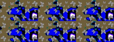 Renkli kelebeklerin eskiz geçmişi. Kumaş, kağıt, ambalaj kâğıdı ve duvar kağıdı tasarımı için güzel bir arka plan. Raster illüstrasyonu.