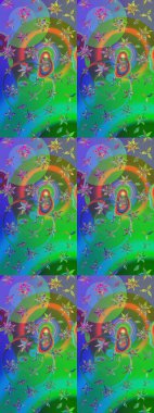 Yeşil ve mavi renkte güzel çiçekler, suluboya desenli, duvar kağıdı, kart ya da kumaş için fayanslı eskizler. Raster..