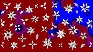 Kırmızı ve mavi renkte çiçekler. Çiçekli karalama şeklinde Raster çiçek deseni. Nazik, sevimli çiçek arkaplanı..