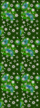 Raster illüstrasyonu. Çizim çiçek deseni duvar kâğıdı olarak kullanılabilir. Yeşil ve nötr renkte çiçekler.