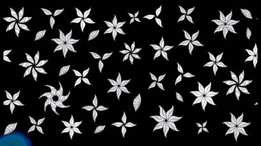 Düz Çiçek Elementleri Tasarımı. Siyah renkli çiçekler. Renkli Bahar Teması eskiz kalıbı. Sevimli çiçek raster deseni.