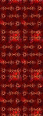 Kar tanelerinin soyut arkaplanlı Noel şablonu. Noel ve yeni yıl moda baskıları için tatil tasarımı. Kırmızı, kahverengi ve siyah kar taneleri. Raster illüstrasyonu.