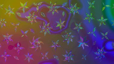 Raster illüstrasyonu. Çiçek desenli eskiz, darbeler, sıçramalar, yaz çiçekleri. Kahverengi renkte çiçekler.