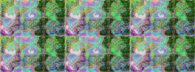 Yeşil renklerde. Raster illüstrasyonu. Çiçek buketleriyle klasik tarzda kusursuz desen.