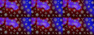 Raster Floral Illustration, Asyalı tekstil. Kahverengi renkli etnik çiçeklerle zarif bir eskiz deseni..