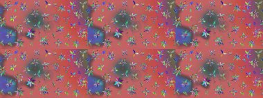 Suluboya tarzında pembe renklerde. Küçük çiçekli yay deseni çiz. Raster illüstrasyonu.