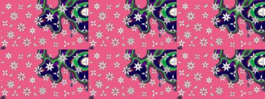 Tekstil, kumaş, kapaklar, duvar kağıtları, baskı, naylon, koleksiyon defteri, örgü, dekupaj için güzel bir eskiz. Millefleur 'lar. Küçük pembe ve nötr çiçeklerle oldukça kaliteli besin torbası deseni..