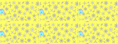 Güzel kumaş deseni. Güzel karalamalı çiçek desenli çizim. Küçük çiçekteki sevimli çiçek deseni. Raster illüstrasyonu.