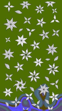 Karalama çiçekleri çizim kalıbı. Raster deseni. Yeşil ve nötr el çizimi desen. Sanat ilham verici ve nötr stil çiçekler ve arkaplan bırakır.