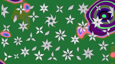 Yeşil ve nötr renklerde çiçekler. Raster illüstrasyonu. Çizim çiçek deseni duvar kağıdı için kullanılabilir.