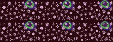 Düz Çiçek Elementleri Tasarımı. Raster illüstrasyonundaki çiçek desenli çizim. Kahverengi renkli çiçekler. Renkli Yaz Teması çizim şablonu.