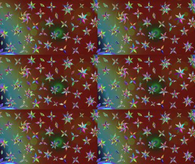 Kahverengi renkli etnik çiçeklerin olduğu zarif bir eskiz modeli. Asya Tekstil 'inde Raster Çiçek İllüstrasyonu.