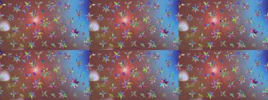 Çiçek duvar kağıdı. Raster illüstrasyonu. Kahverengi renklerde. Çizim kalıbı. Renkli süs kenarı. Hint süsü..