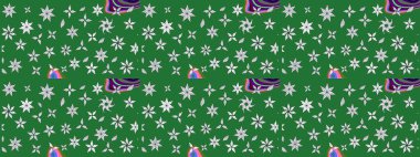 Çiçek buketleriyle klasik bir eskiz şekli. Raster illüstrasyonu. Yeşil renklerde.