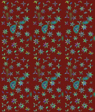 Raster. Kırmızı renkte güzel çiçekler, suluboya desenli eskiz deseni, duvar kağıdı, kart veya kumaş için fayanslı..