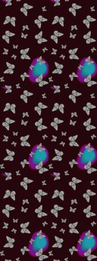 Renkli kelebeklerin eskiz geçmişi. Kumaş, kağıt, ambalaj kâğıdı ve duvar kağıdı tasarımı için güzel bir arka plan. Raster illüstrasyonu.