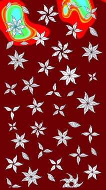 Modern, kırmızı raster arka plan duvar kağıdı çizimi, klasik çizgili desenli desenli çiçekler, çiçekli süsler. Çiçekli el çizimi çizimi deseni.