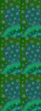 Kumaş, duvar kağıdı ve kağıt üzerine baskı yapmak için gelişen arka plan. Raster illüstrasyonu. Moda arka planında parlak buketler. Eski usul küçük çiçekli şirin bir eskiz deseni..