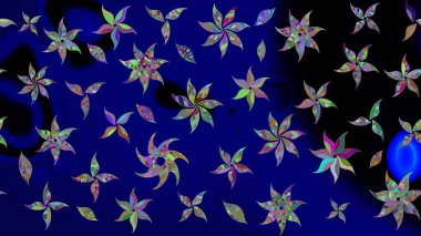 Güzel kumaş deseni. Renkli Bahar Teması eskiz kalıbı. Çiçek desenli çizim. Düz Çiçek Elementleri Tasarımı. Asya tekstil tarzında. Raster illüstrasyonu.