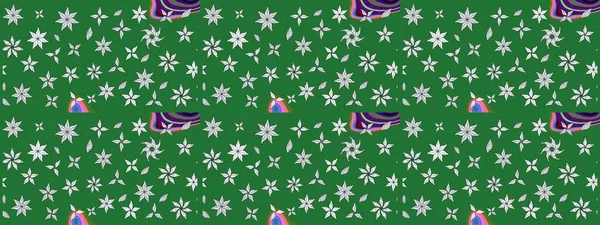 Çiçek buketleriyle klasik bir eskiz şekli. Raster illüstrasyonu. Yeşil renklerde.