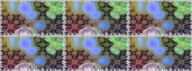 Kusursuz Chichi kumaş deseni. Raster illüstrasyonu. Çiçek deseni. Renkli Bahar Temalı Kusursuz Arkaplan. Düz Çiçek Elementleri Tasarımı.