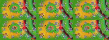 Güzel kumaş deseni. Raster Illustrasyon 'daki Çiçek Deseni' nin son moda çizimi. Düz Çiçek Elementleri Tasarımı. Renkli Yaz Teması çizim şablonu.