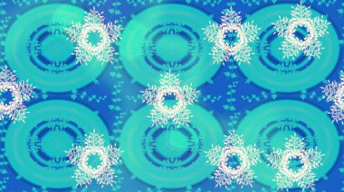 Mavi, nötr ve bej renklerde altın elementlerle klasik eskiz deseni. Noel 2019, kar tanesi, yeni yıl.