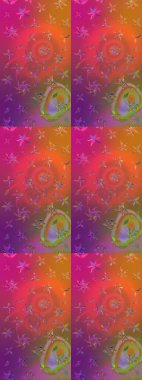 Gömlek baskısı için çiçek boyası. Çiçek desenli eskiz. Mor ve turuncu renkte çiçekler.