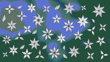 Çizim kalıbı. Çiçek duvar kağıdı. Raster illüstrasyonu. Renkli süs kenarı. Yeşil ve mavi renklerde. Hint süsü..