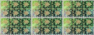 Kış kar dokusu duvar kağıdı. Gri ve yeşil renklerde altın kar taneleri. Sembol bayramı, yeni yıl kutlamaları, altın desenler. Noel altın kar taneleri kusursuz desen.