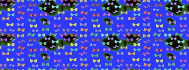 Kelebekli çizim şekli. Bahar ve yaz tasarımı için renkli bir arkaplan. Elle çizilmiş illüstrasyon. Raster renklendirilmiş sonsuz doku.