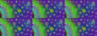 Renkli Bahar Teması eskiz kalıbı. Güzel kumaş deseni. Düz Çiçek Elementleri Tasarımı. Çiçek desenli çizim. Asya tekstil tarzında. Raster illüstrasyonu.