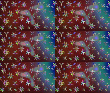 Raster suluboya çiçek deseni, narin çiçekler, kahverengi çiçekler, tebrik kartı şablonu. Raster Güzel kumaş deseni.