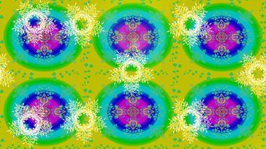 Renkli Yaz Temalı eskiz kalıbı. Yeşil, sarı ve mavi renkli çiçekler. Düz Çiçek Elementleri Tasarımı. Raster illüstrasyonunda çiçek deseni çizimi.