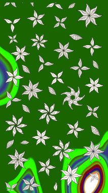 Küçük çiçekteki sevimli çiçek deseni. Yeşil ve nötr renklerde çiçekler. Raster illüstrasyonu.