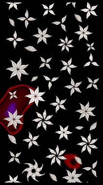 Siyah üzerine çiçekler. Suluboya, elle çizilmiş. Eskiz arkaplan modeli. Raster stoku.